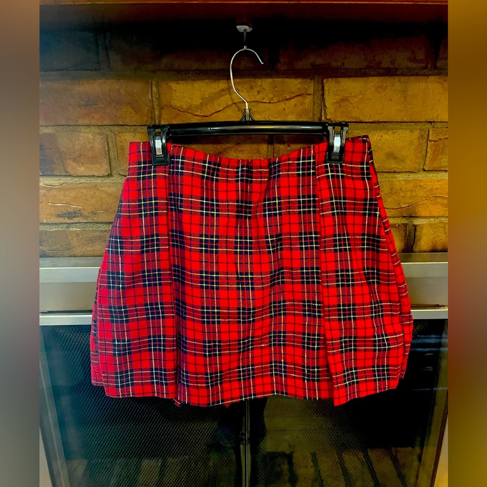 Red plaid skirt